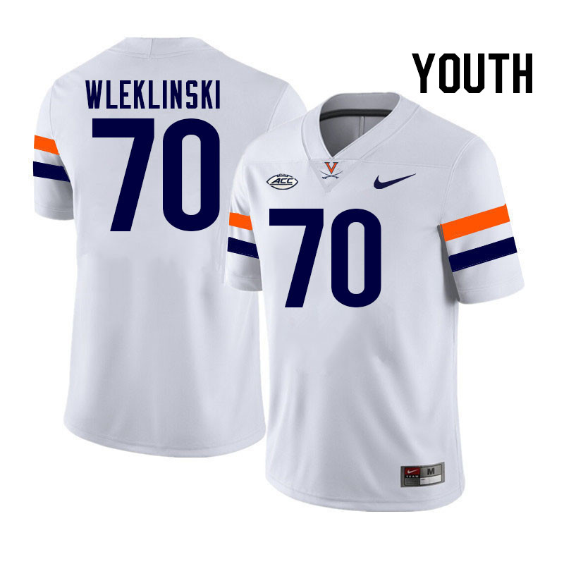 Youth Virginia Cavaliers #70 Dane Wleklinski College Football Jerseys Stitched-White
